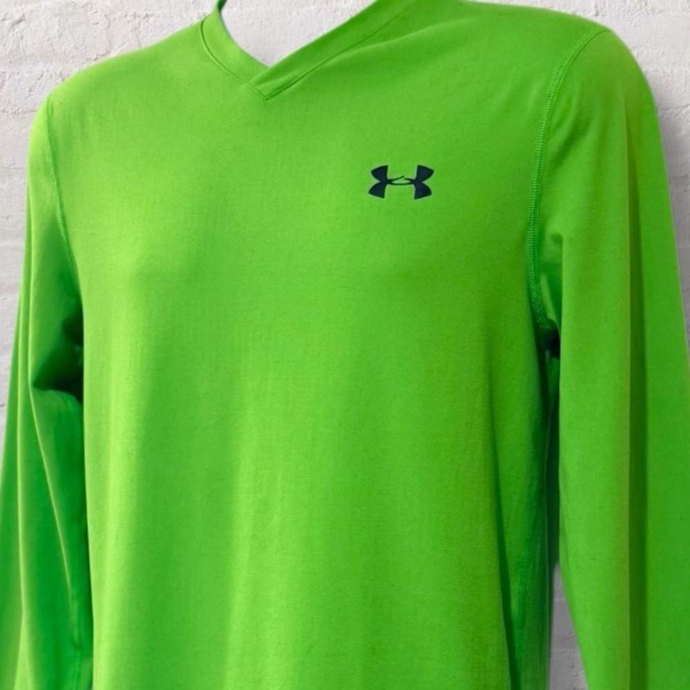 Under Armour ColdGear V-Neck Long Sleeve Green Performance Shirt Medium